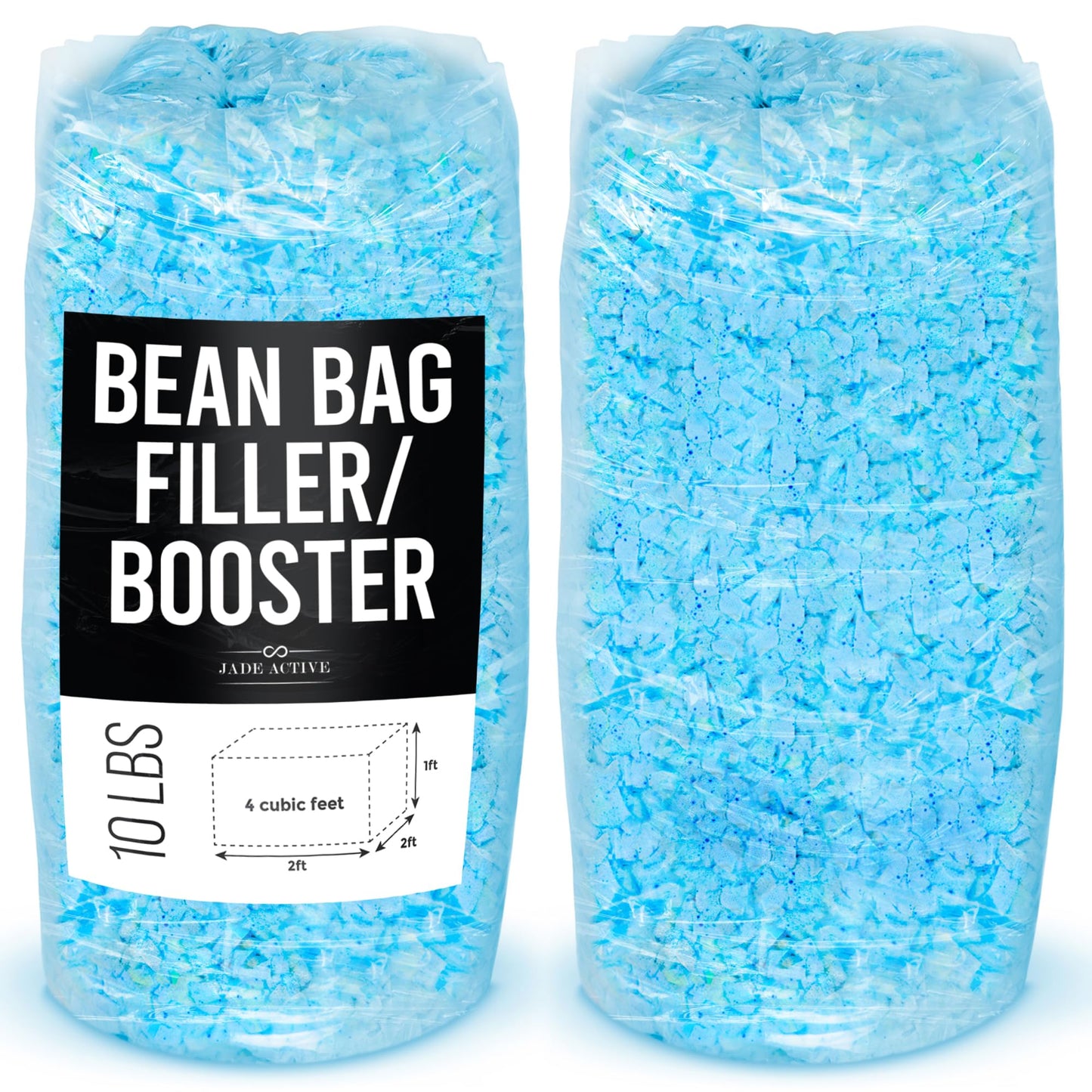 Jade Active Bean Bag Filler, 10 LBS Premium Bean Bag Booster Shredded Memory Foam, Soft Stuffing for Dog Bed or Couch Cushion, Filling Even for Artwork