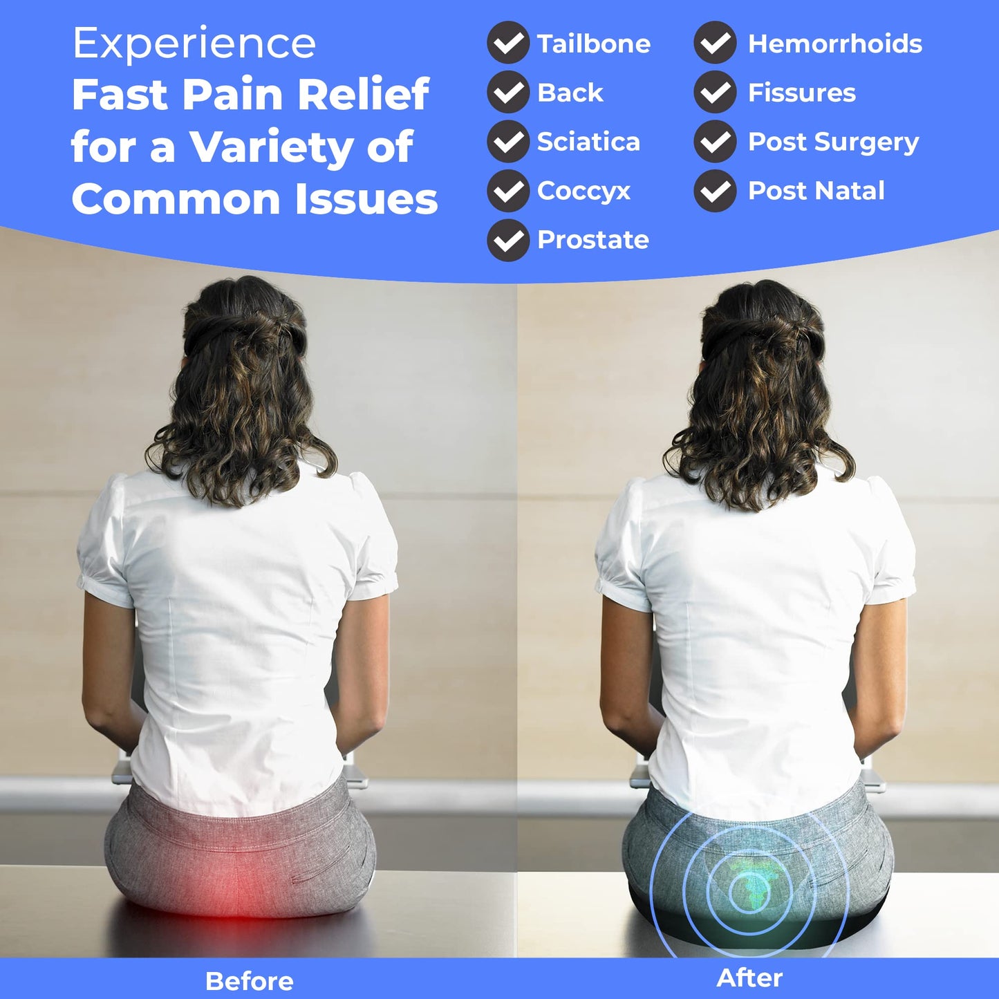 Donut Pillow, Tailbone Pain Relief, Hemorrhoid & Postpartum Cushion for Men and Women, Helps Ease Discomfort from Tailbone, Hemorrhoids, Pregnancy, Surgery