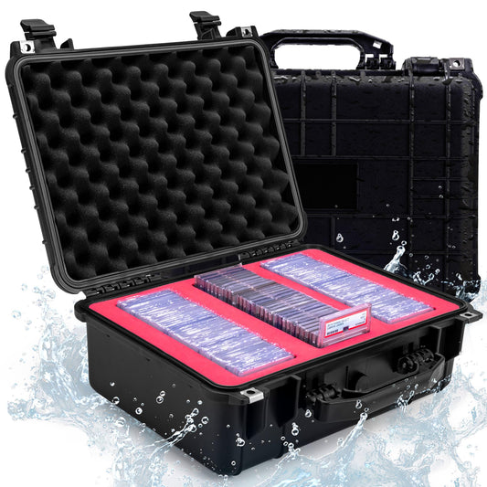 Abgestufte Kartenaufbewahrungsbox – Robuste und verschließbare, wasserdichte Sammelkartenaufbewahrung für PSA-, CSG-, BGS-, SGC-Slabs, Toploader und lose Karten – Anpassbares Slab-Case