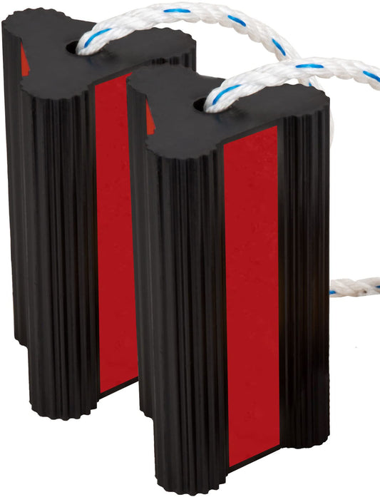 Rubber Wheel Chocks - Long Connecting Rope - Heavy Duty Rubber - Buy As One or Two Pairs - Extremely Durable - for Cars, Boats, Trucks, Aircraft, RVs