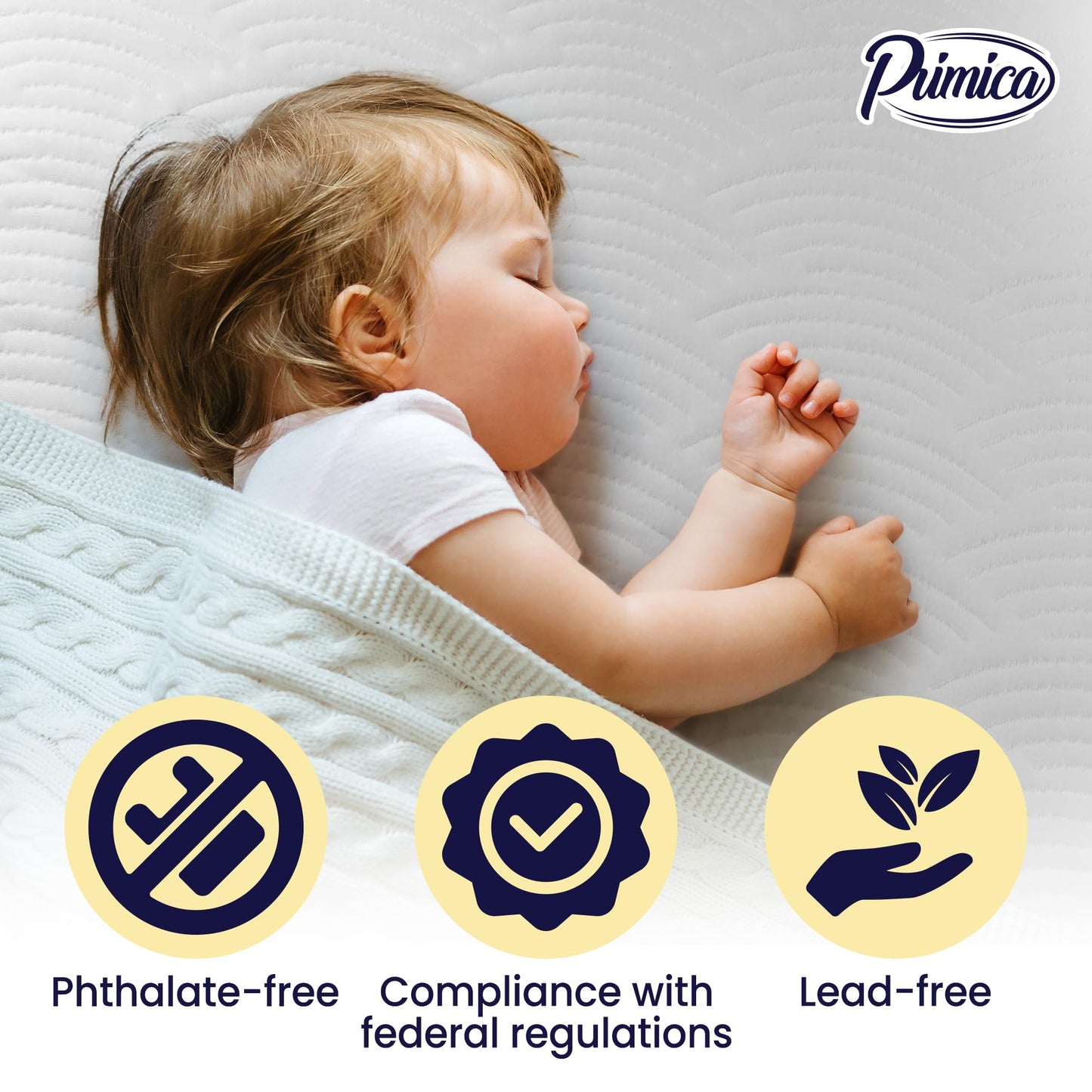 Primica Pack and Play Mattress Pad - Comfort Memory Foam, 38"x26"x1.5" (incl. Cover), Waterproof & Washable Cover - Portable Crib Mattress for Baby & Toddler Play Yards