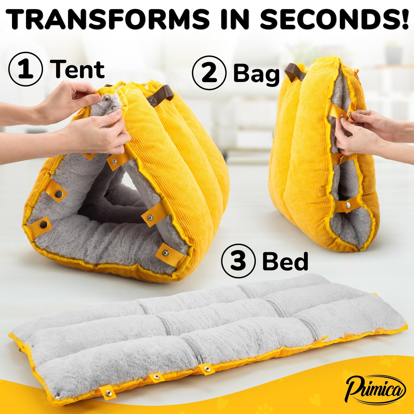 3-in-1 Cat Cave Bed with Covered Tent Design - Convertible Self-Warming Cat Nest Bed for Indoor Cats, Portable Cat Bag, and Open Mattress Option
