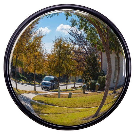 Convex Mirror - Shatterproof Traffic Mirror with Adjustable Bracket for Garage, Driveway, Warehouse & Indoor or Outdoor Surveillance - Fish Eye Security Reflector for Corner or Blindspots