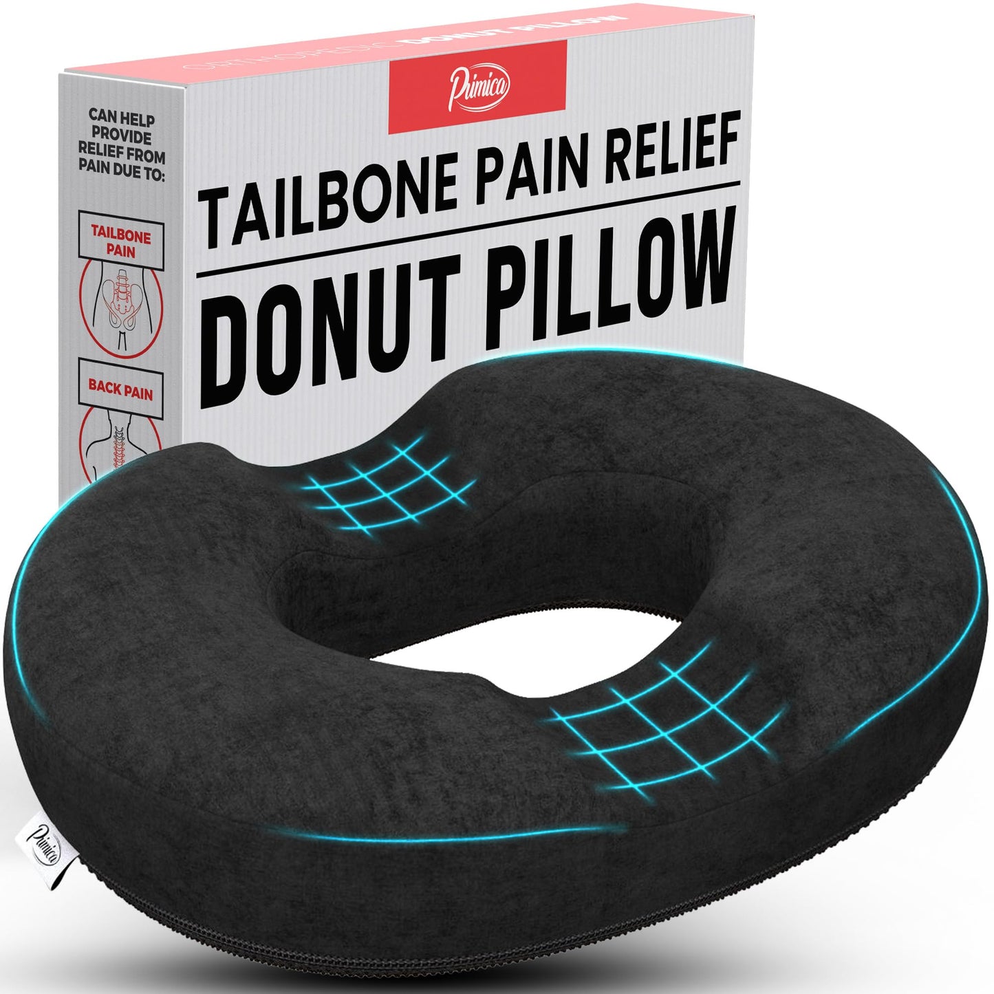 Donut Pillow, Tailbone Pain Relief, Hemorrhoid & Postpartum Cushion for Men and Women, Helps Ease Discomfort from Tailbone, Hemorrhoids, Pregnancy, Surgery